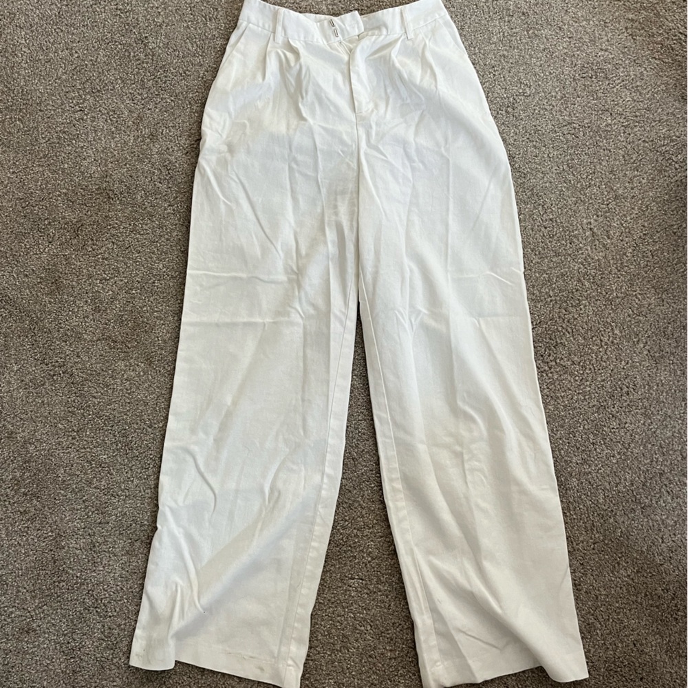 Princess Polly Ayla Linen Pants White